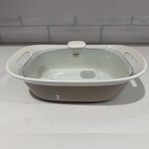 CORNINGWARE Etch 2.5 Quart Beige Taupe Baking Casserole Dish w/ Lid New